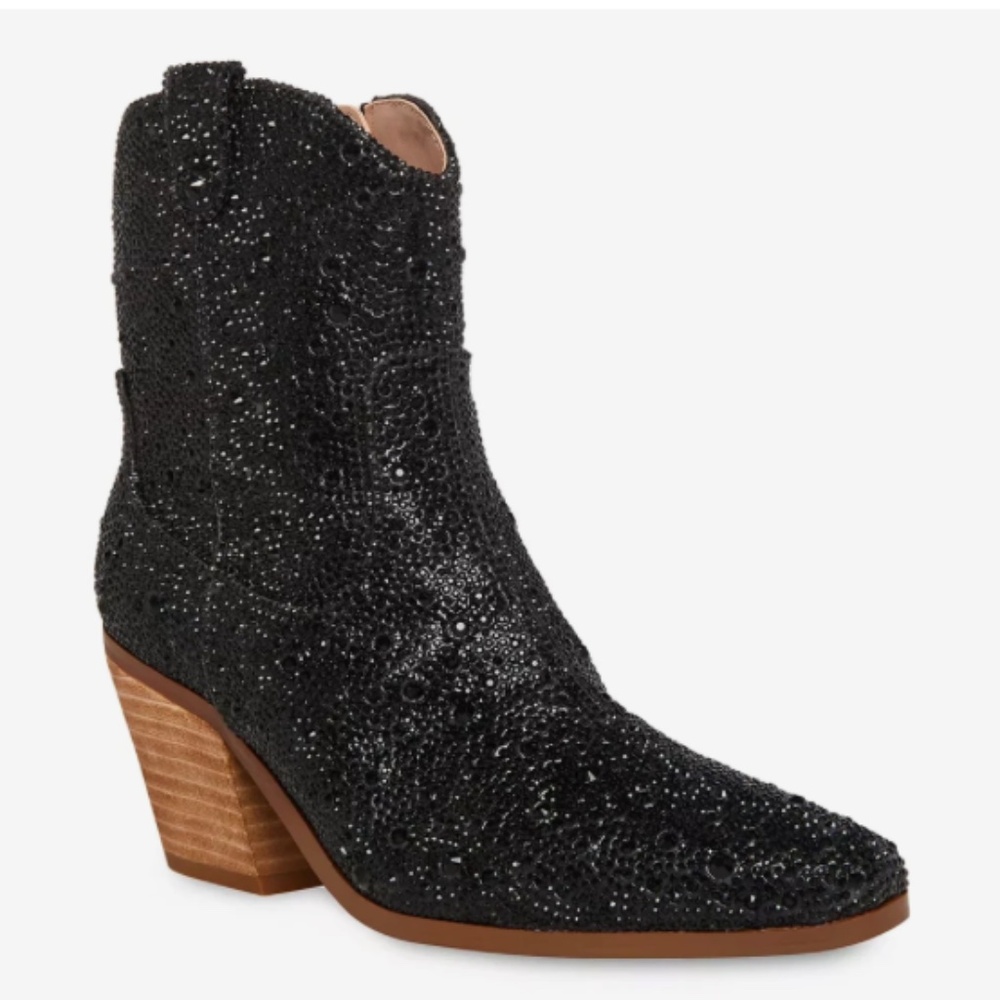 Betsey Jonson Black Rhinestone Diva boots